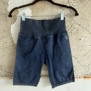 Free People Movement Shorts High Waist Ribbed Biker Navy Blue Seamless Size S